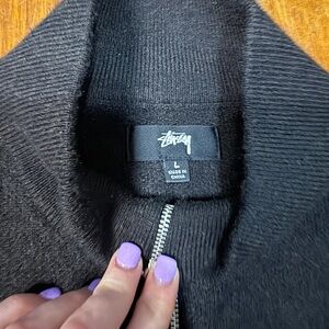Stussy Black Textured quarter zip